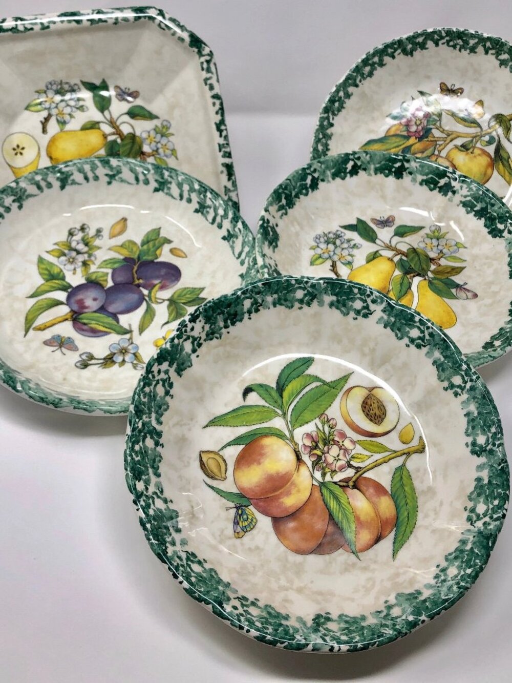 Vintage Himark Fruit Dishes, Made in Italy, Set of 5, Ceramic Bowls and Serving